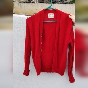 Vintage Red Wool Cardigan